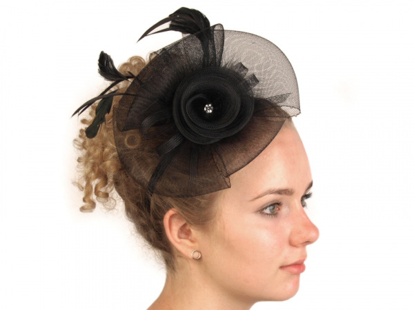 Fascinátor / čelenka květ s peřím