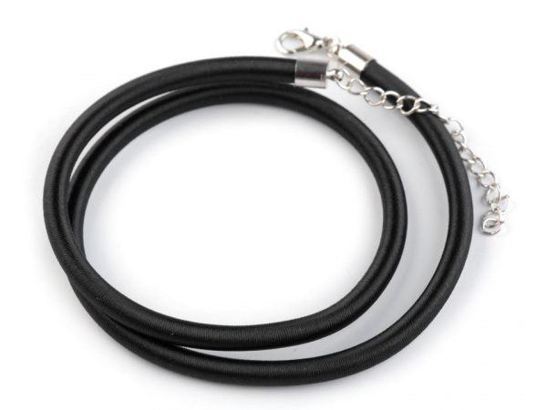 Hladká šňůrka s karabinkou délka 48 cm