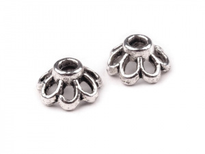 Kovový dekorační kaplík 4x7 mm květinka