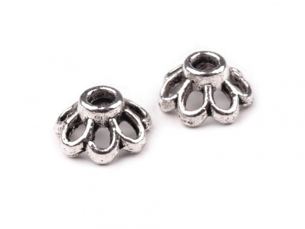 Kovový dekorační kaplík 4x7 mm květinka