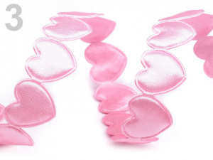 Saténový prýmek šíře 17 mm srdce