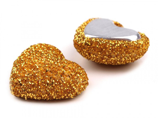 Látkové ozdoby srdce s lurexem 15x18 mm