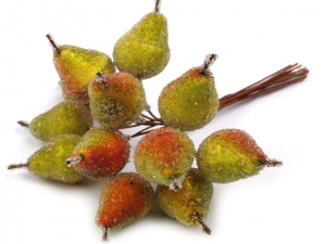 Umělá hruška ojíněná k aranžování 19x32 mm