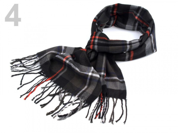 Šála károvaná s třásněmi