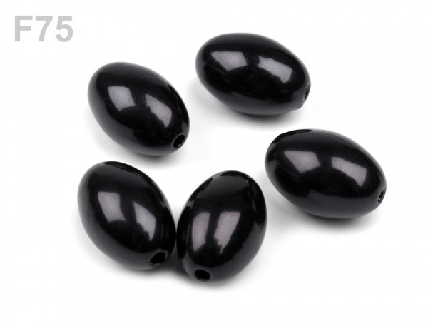 Plastové voskové korálky / perly Glance oliva 12x18 mm