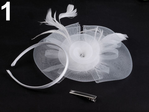 Fascinátor / čelenka květ s peřím