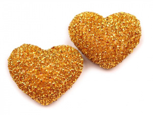 Látkové ozdoby srdce s lurexem 15x18 mm