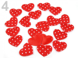 Textilní aplikace / nášivka srdíčko s puntíky 17x20 mm
