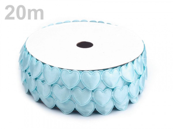 Saténový prýmek šíře 17 mm srdce