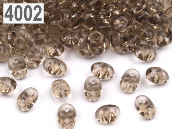 Dvoudírkový rokajl Matubo SuperDuo transparent 2,5x5 mm