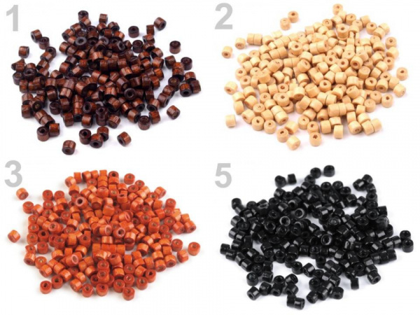 Dřevěné korálky váleček 3x4 mm