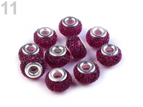 Plastové broušené korálky s velkým průvlekem 9x14 mm