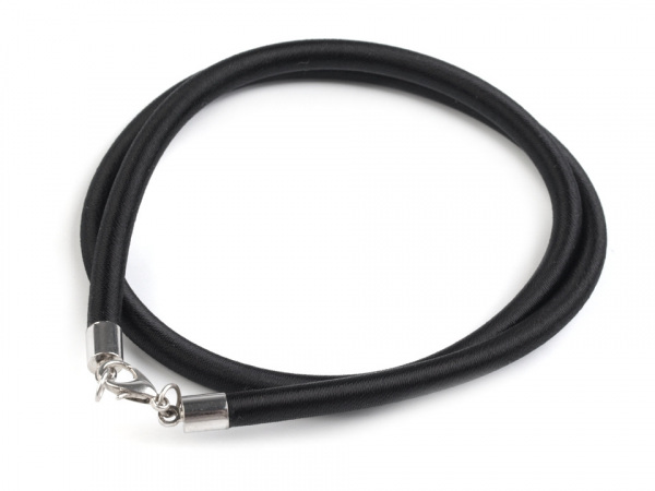 Hladká šňůrka s karabinkou délka 48 cm