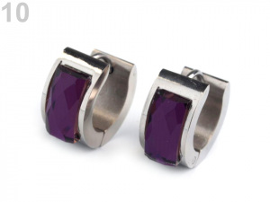 Náušnice s broušeným kamenem z nerezové oceli