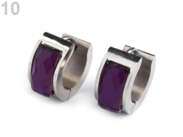 Náušnice s broušeným kamenem z nerezové oceli