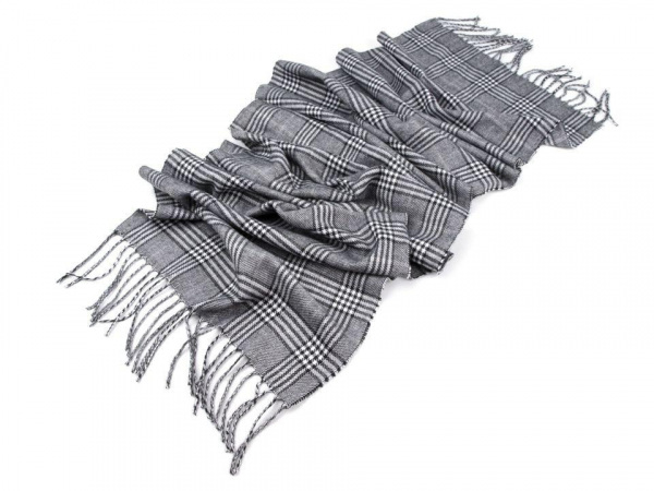 Šála károvaná s třásněmi