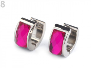 Náušnice s broušeným kamenem z nerezové oceli