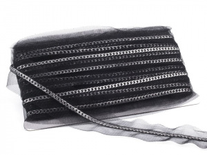 Prýmek šíře 40 mm řetízek na tylu