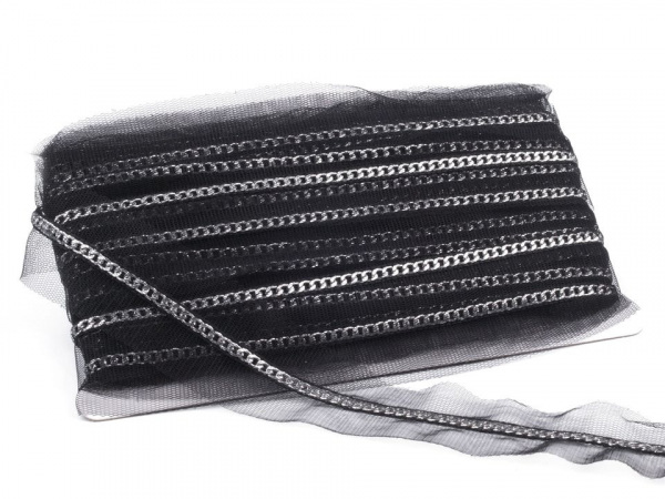 Prýmek šíře 40 mm řetízek na tylu