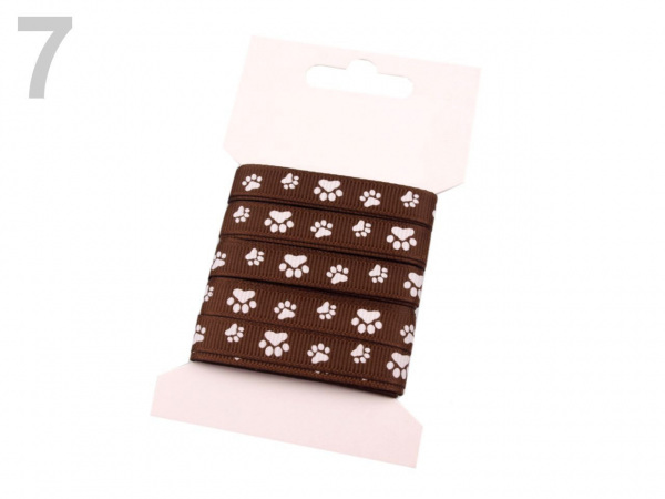 Rypsová stuha potisk tlapky šíře 10 mm