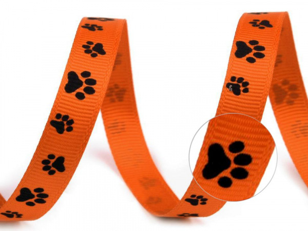 Rypsová stuha potisk tlapky šíře 10 mm