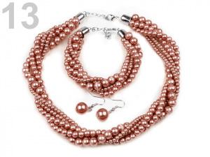 Perlový náhrdelník, náramek a náušnice, sada