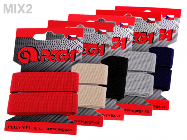 Hladká pruženka na kartě šíře 20 mm barevná