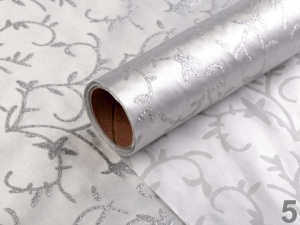 Satén svatební jednostranný šíře 36 cm s glitry