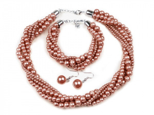 Perlový náhrdelník, náramek a náušnice, sada