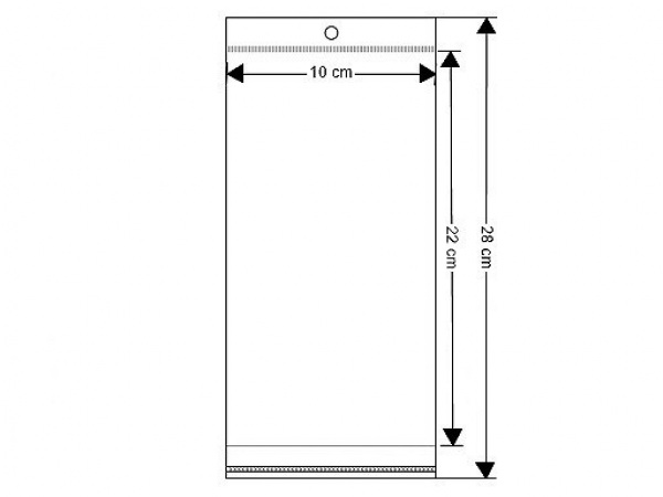 Celofánové sáčky s lepicí lištou a závěsem 10x22 cm