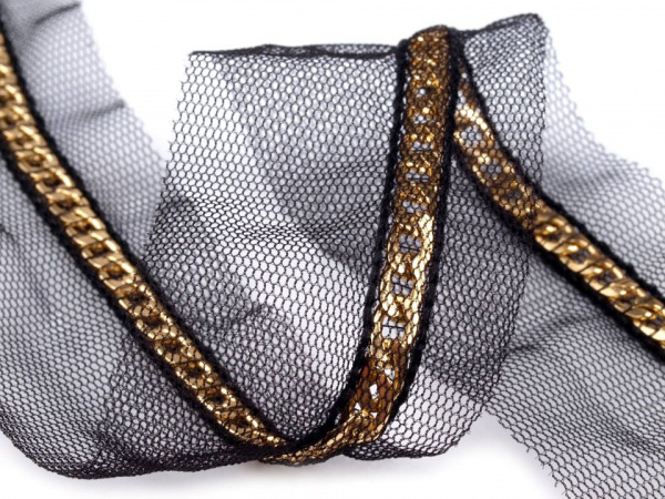 Prýmek šíře 40 mm řetízek na tylu