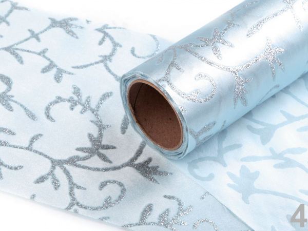 Satén svatební jednostranný / stuha šíře 14 cm s glitry