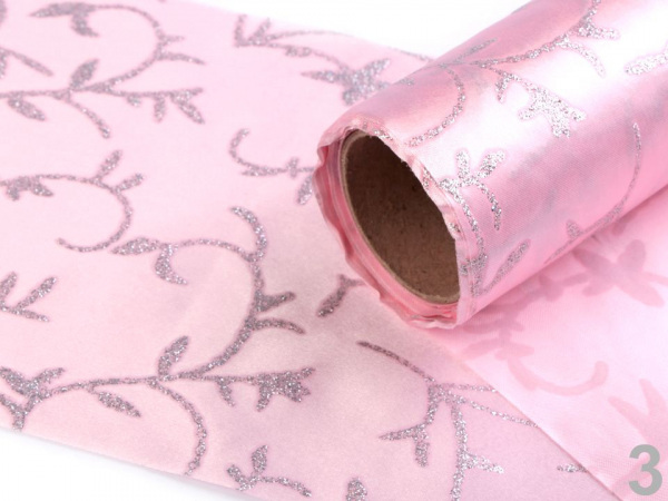 Satén svatební jednostranný / stuha šíře 14 cm s glitry