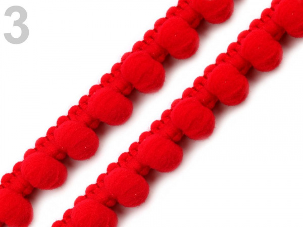 Prýmek šíře 12 mm s bambulkami Ø10 mm