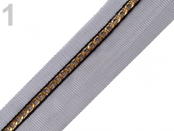 Prýmek šíře 40 mm řetízek na tylu