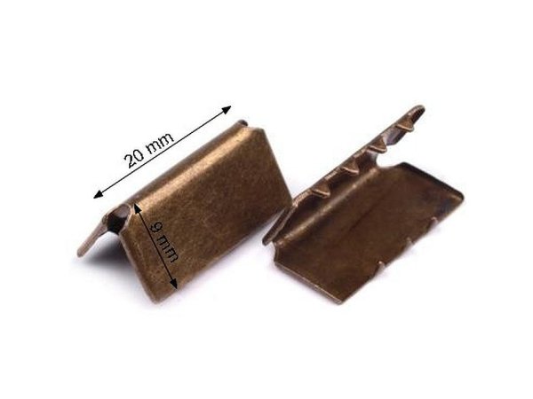 Kovová koncovka na plochou šňůru šíře 20 mm