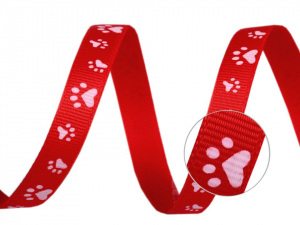 Rypsová stuha potisk tlapky šíře 10 mm