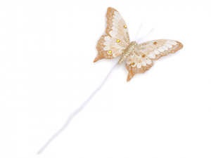 Motýl s glitry a kamínky na drátku