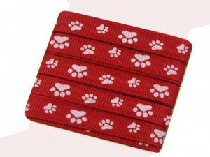 Rypsová stuha potisk tlapky šíře 10 mm