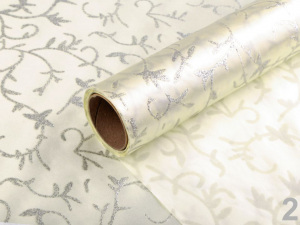 Satén svatební jednostranný šíře 36 cm s glitry