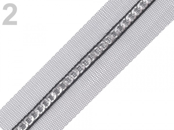 Prýmek šíře 40 mm řetízek na tylu