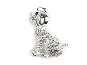 Brož pejsek s broušenými kamínky