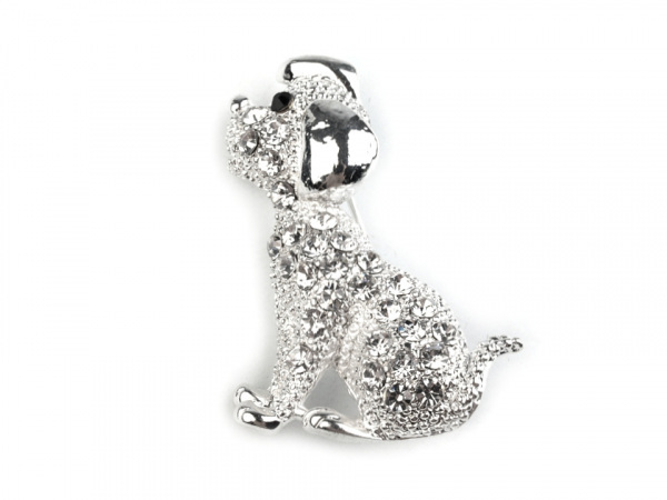 Brož pejsek s broušenými kamínky