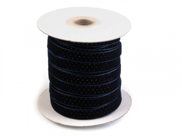 Sametová stuha šíře 9 mm se zlatými tečkami