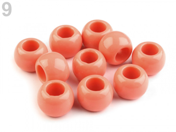 Plastové korálky s velkým průvlekem 11x14 mm