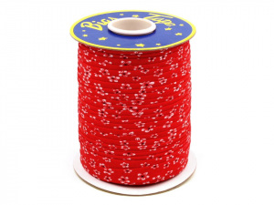 Šikmý proužek polyesterový šíře 14 mm zažehlený květy