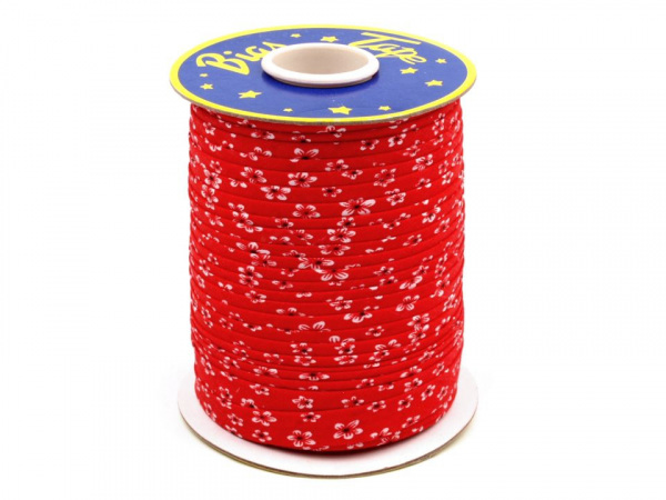 Šikmý proužek polyesterový šíře 14 mm zažehlený květy