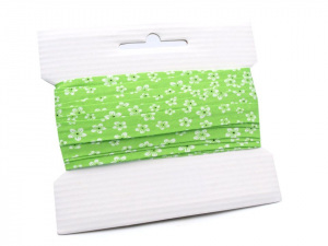 Šikmý proužek polyesterový šíře 14 mm zažehlený květy