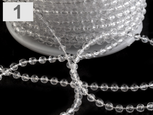 Korálky na šňůře Ø3 mm transparent