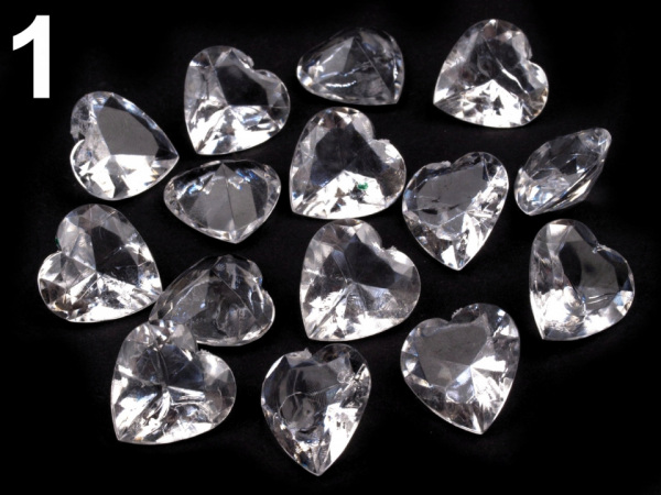 Dekorační diamanty 18x18 mm srdce